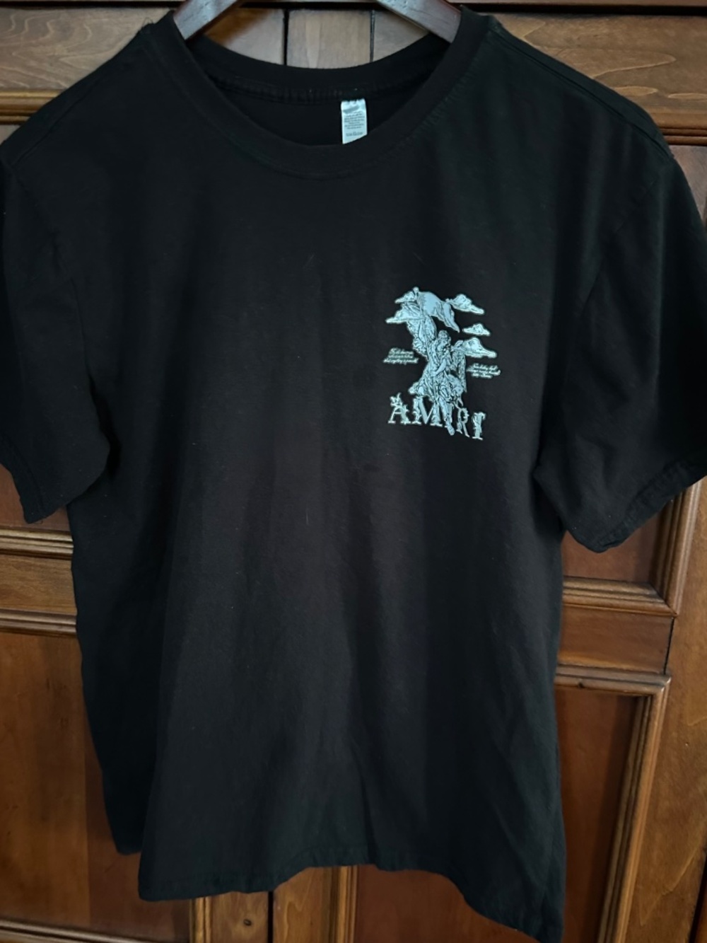 AMARI Angel Inscription 100% Cotton T-Shirt Black Men's / Unisex Size M